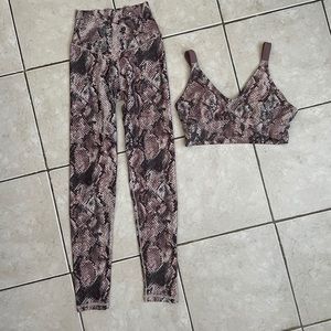 Pink Snake Print Sports Bra & Leggings